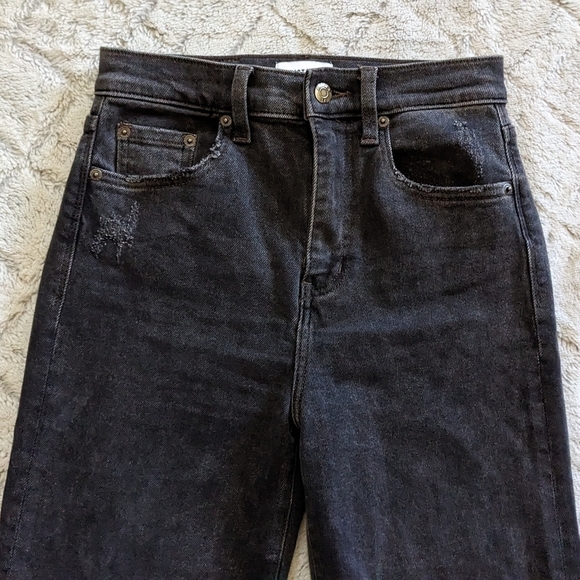 Pistola High Waist Raw Hem Wide Leg Jeans Women’s 25 Black Crop - Picture 3 of 5